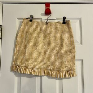Privacy Please Mini Skirt Women's Medium White Yellow Woodbridge Glitter Stripes